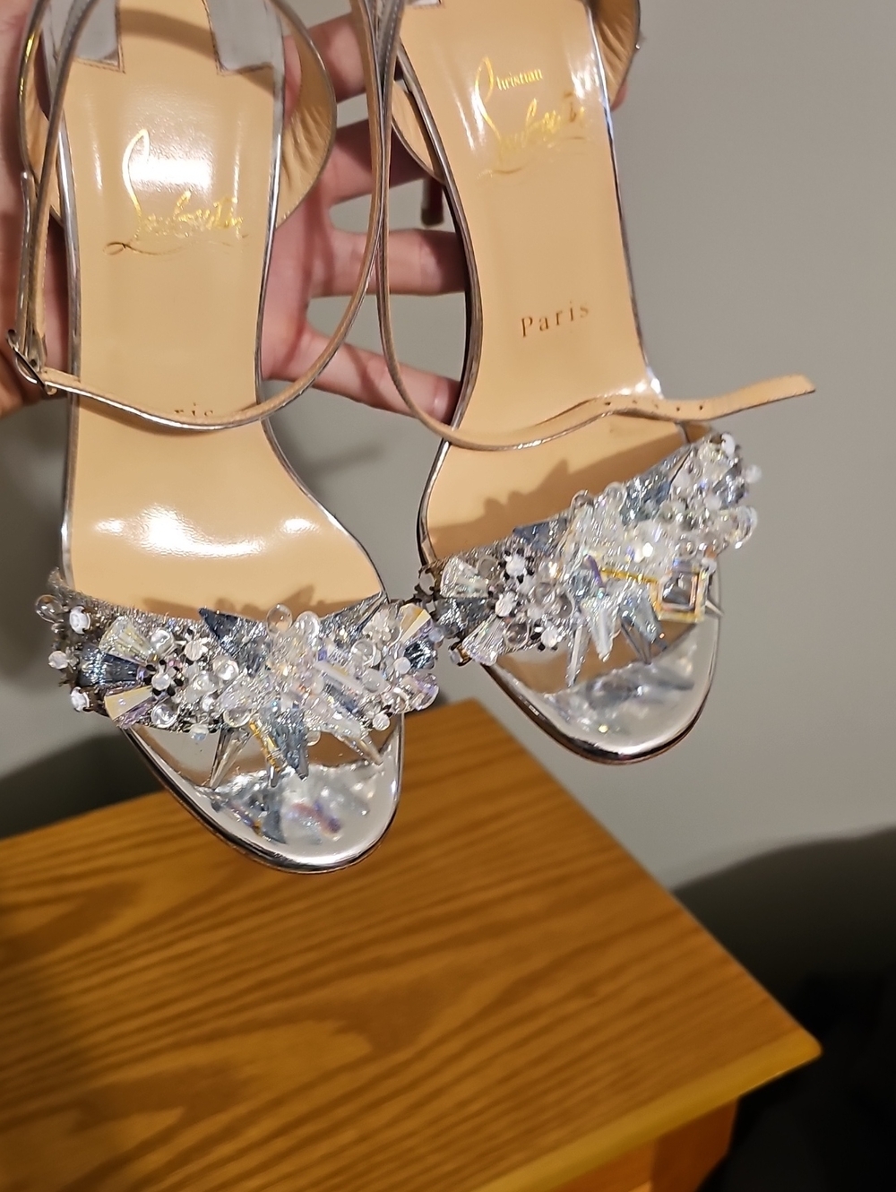 Christian Louboutin Okydok Crystal Lurex 100mm Heels - Picture 5 of 13
